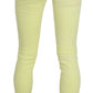 Yellow Cotton Stretch Low Waist Skinny Casual Trouser Pants