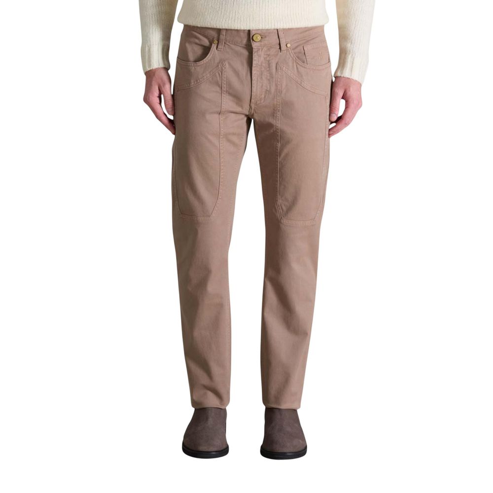Beige Cotton Skinny Pants