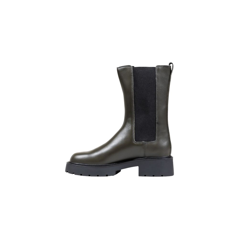 Gray Leather Ankle Boots