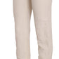 White High Waist Silk Blend Flared Dress Trousers Pants