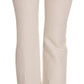 White High Waist Silk Blend Flared Dress Trousers Pants