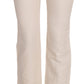 White High Waist Silk Blend Flared Dress Trousers Pants