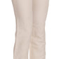 White High Waist Silk Blend Flared Dress Trousers Pants