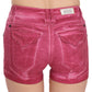 Pink Mid Waist Cotton Mini Denim Shorts