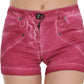 Pink Mid Waist Cotton Mini Denim Shorts