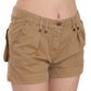 Brown Mid Waist 100% Cotton Mini Shorts