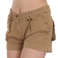 Brown Mid Waist 100% Cotton Mini Shorts
