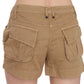 Brown Mid Waist 100% Cotton Mini Shorts