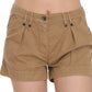 Brown Mid Waist 100% Cotton Mini Shorts