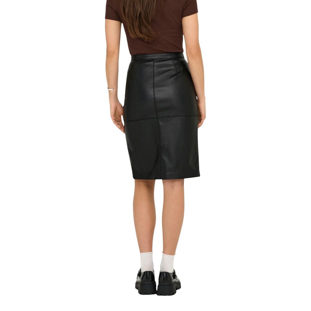Black Polyester Long Skirt
