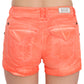 Orange Mid Waist Cotton Denim Mini Shorts