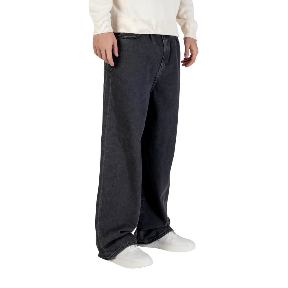 Black Cotton Relaxed Fit Jeans