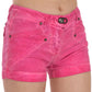 Pink Mid Waist Cotton Denim Mini Shorts