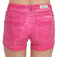 Pink Mid Waist Cotton Denim Mini Shorts