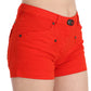Orange Mid Waist Cotton Denim Mini