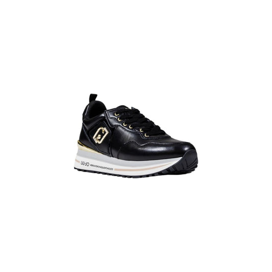 Black Artificial Leather Platform Sneakers