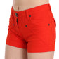 Orange Mid Waist Cotton Denim Mini