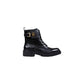 Black Artificial Leather Lace-Up Boots
