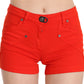 Orange Mid Waist Cotton Denim Mini