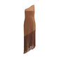 Brown Polyester Casual Dress