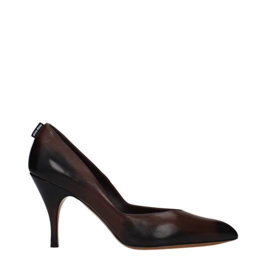 Brown Leather High Heel Pumps