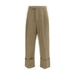 Beige Cotton Casual Pants