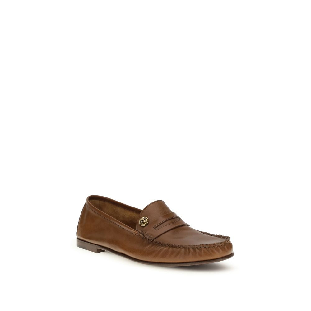 Brown Calf Leather Bos Taurus Slip-On Loafers