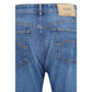Blue Cotton Straight-Leg Jeans
