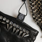 Women Black Embellished Wrist Length Mitten Gloves