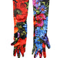 Multicolor Floral Print Elbow Length Women Gloves