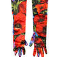 Multicolor Floral Print Elbow Length Women Gloves