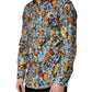 Blue Cotton Jewel Print Button Down GOLD Shirt