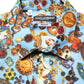 Blue Cotton Jewel Print Button Down GOLD Shirt