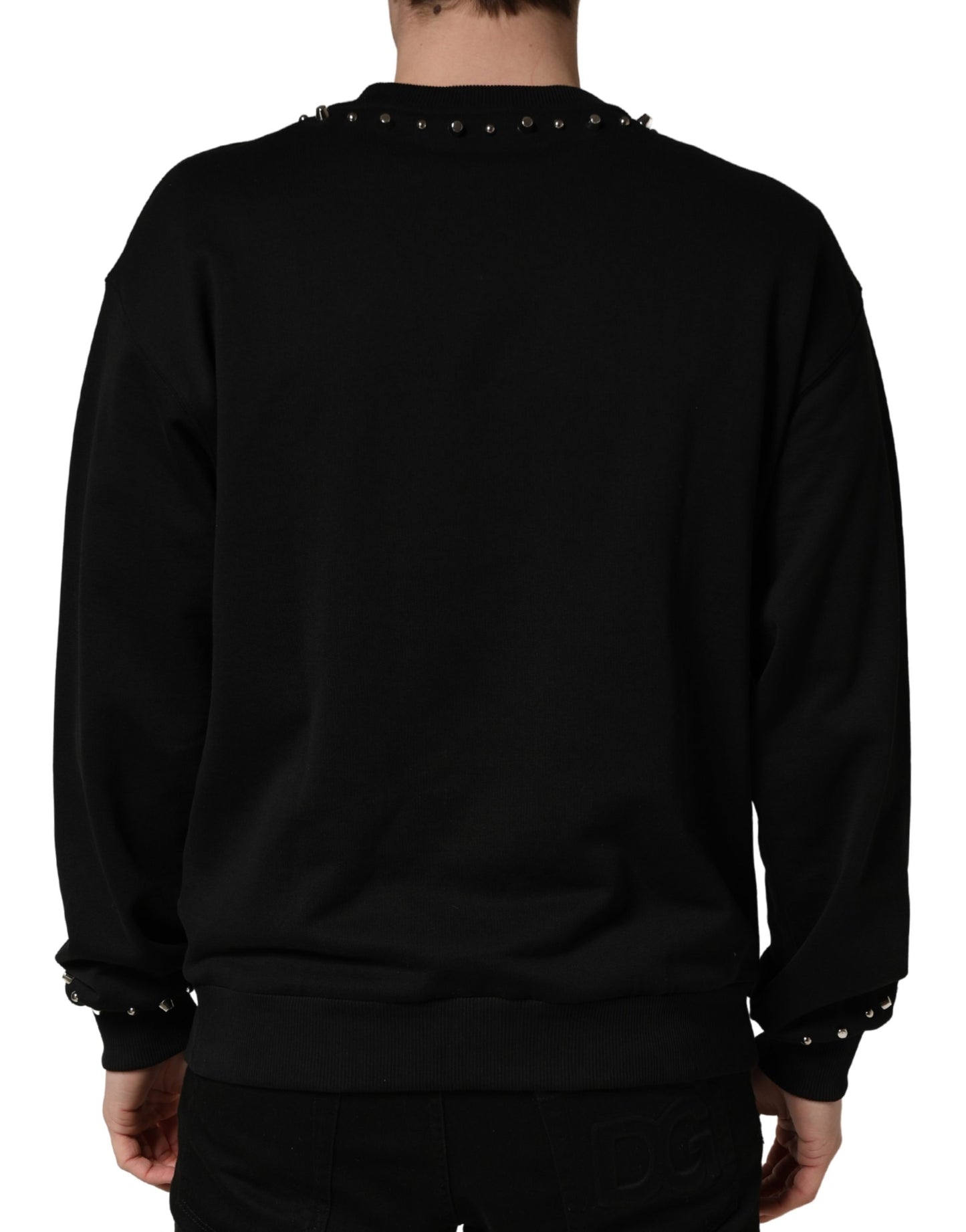 Black Embellished Cotton Sweatshirt Sweater