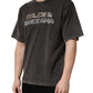 Gray Logo Embellished Men Crew Neck T-shirt