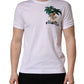 White Palm Embroidered Men Crew Neck T-shirt
