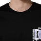 Black Logo Embroidered Men Crew Neck T-shirt