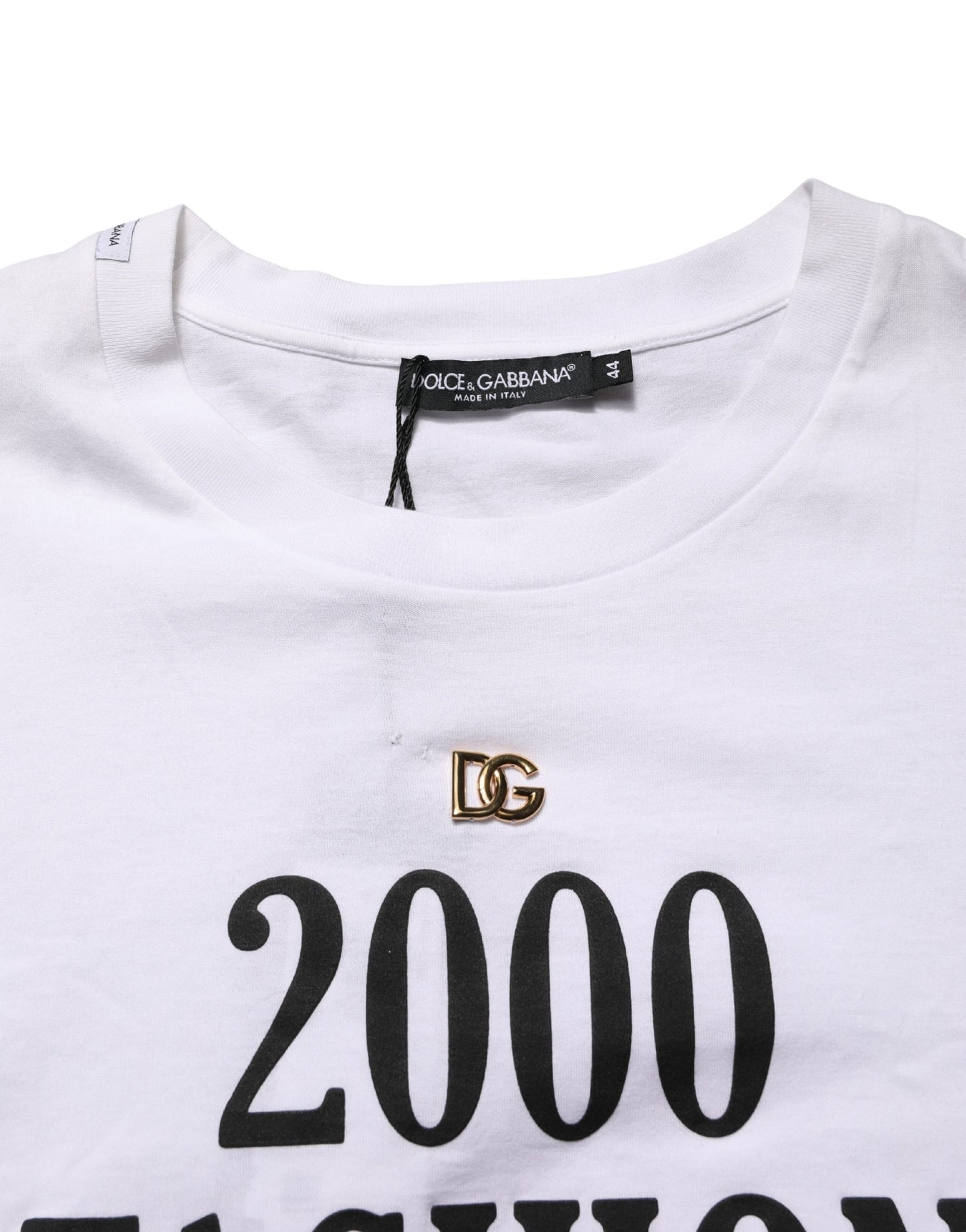 White Graphic Print DG Men Crew Neck T-shirt