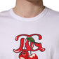 White DG Cherries Cotton Crew Neck  T-shirt