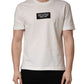 White Logo Patch Cotton Men Crew Neck  T-shirt