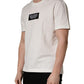 White Logo Patch Cotton Men Crew Neck  T-shirt
