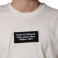 White Logo Patch Cotton Men Crew Neck  T-shirt