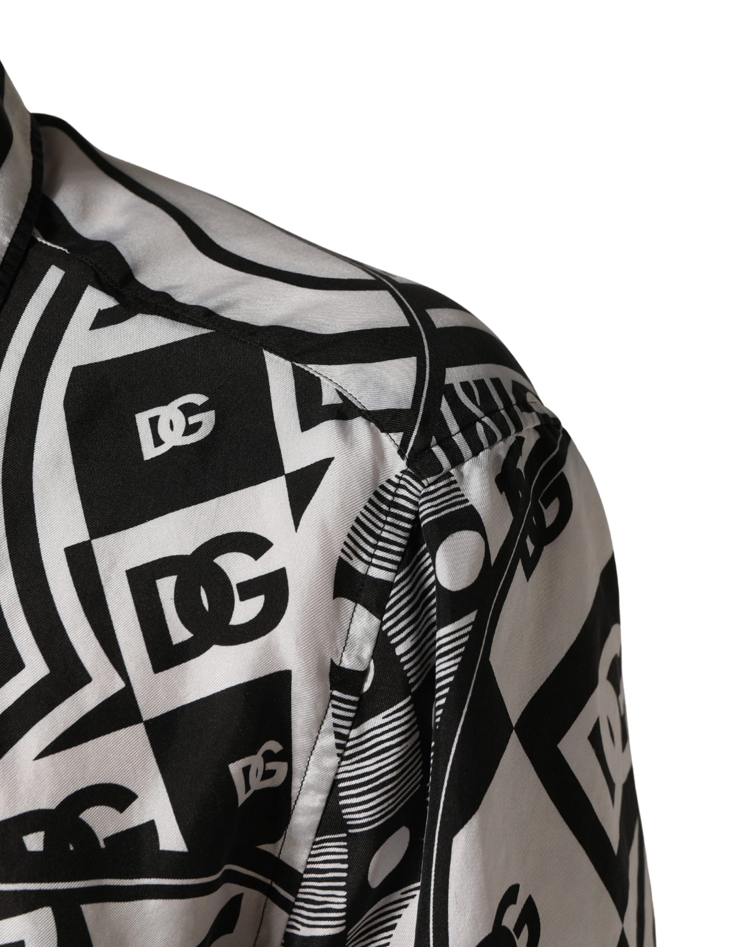 Black White Bandana Print Collared Shirt