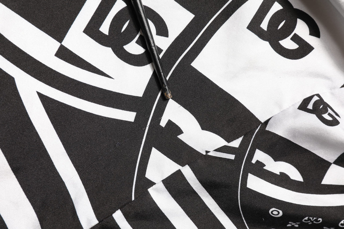 Black White Bandana Print Collared Shirt