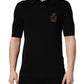 Black Heraldic Crest Patch Silk Polo T-shirt