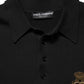Black Heraldic Crest Patch Silk Polo T-shirt
