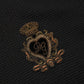 Black Heraldic Crest Patch Silk Polo T-shirt