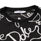 Black Script Logo Print Men Crew Neck T-shirt