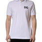 White Logo Embroidered Cotton Polo T-shirt