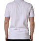 White Logo Embroidered Cotton Polo T-shirt